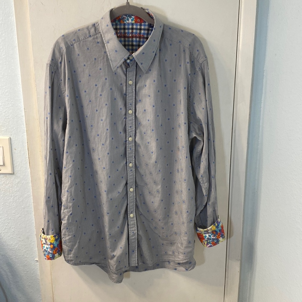 Robert Graham Men’s Blue  Long Sleeve Button Down Shirt Size 2XL